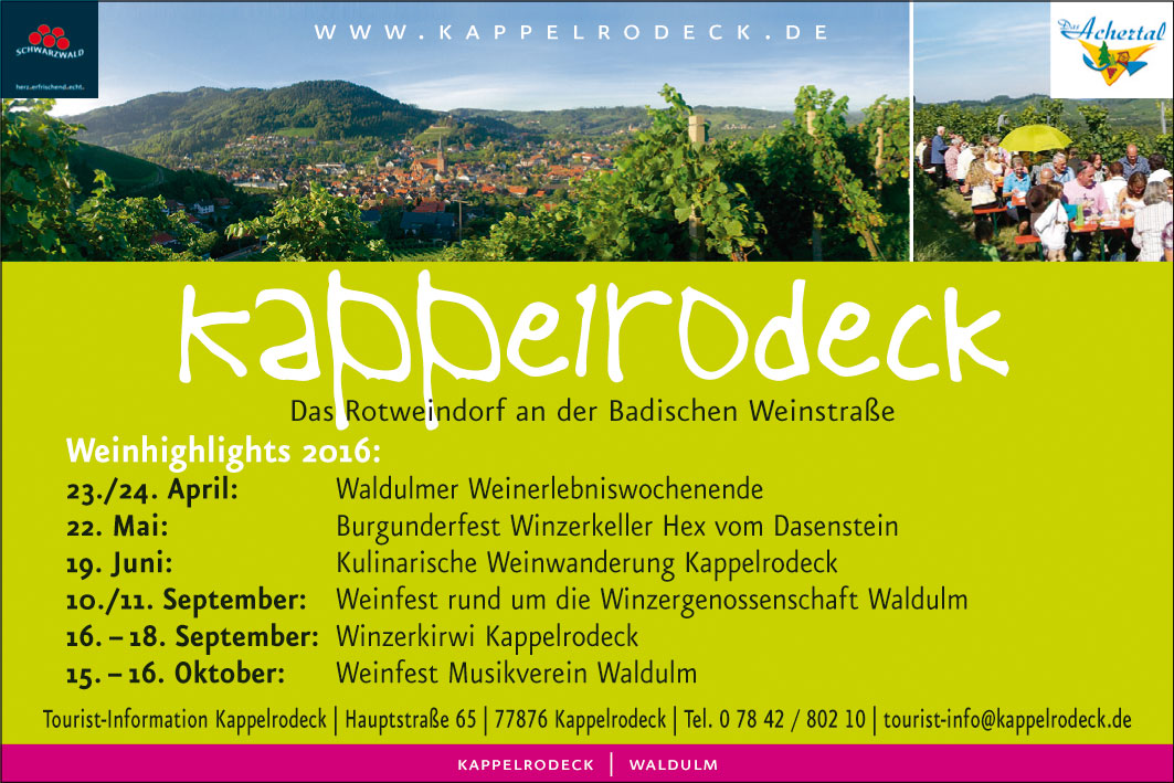 Anzeige Kappelrodeck Tourist-Info